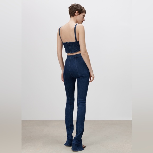 ZARA JEANS SKINNY SPLIT DENIM IN DARK RETRO NAVY BLUE SIZE US 8 - Picture 1 of 3